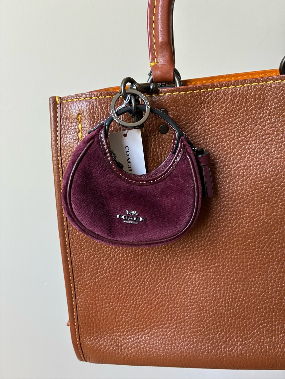 Coach Burgundy Mini Horseshoe Keychain Pouch